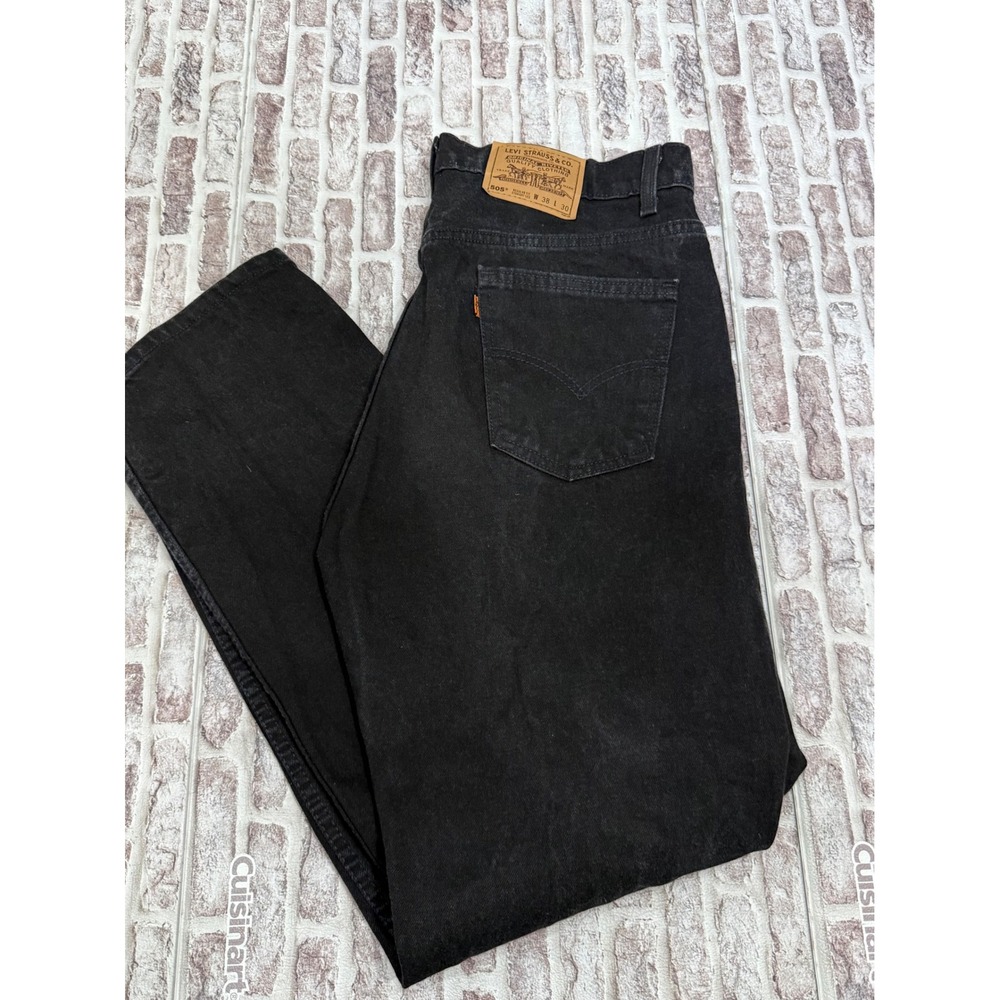 Vintage Levis 505 Orange Tab Black Jeans Made USA Mens 38x30 Straight Leg 1997